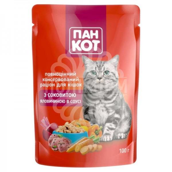 Пан Кот - консерви з яловичиною в соусі для кішок