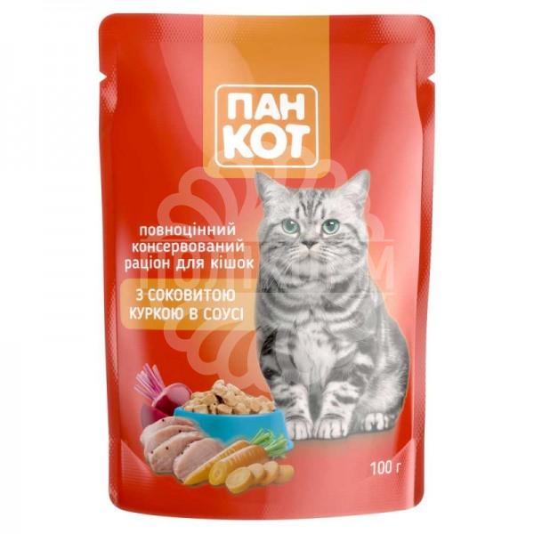 Пан Кот - консерви з куркою в соусі для кішок